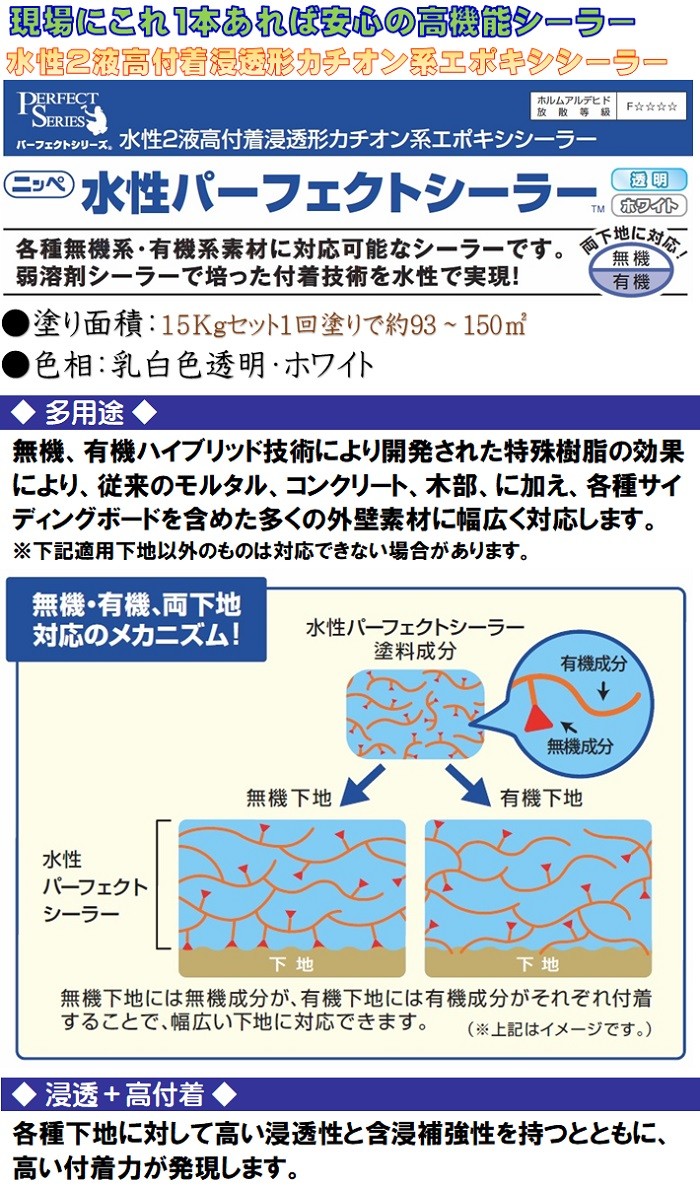 ニッペ 水性パーフェクトシーラー 各色（主剤＋硬化剤） 15Kgセット