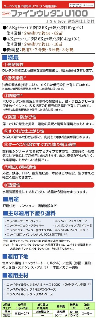 ニッペ ファインウレタンＵ１００ 標準色 チョコレート色 艶有り