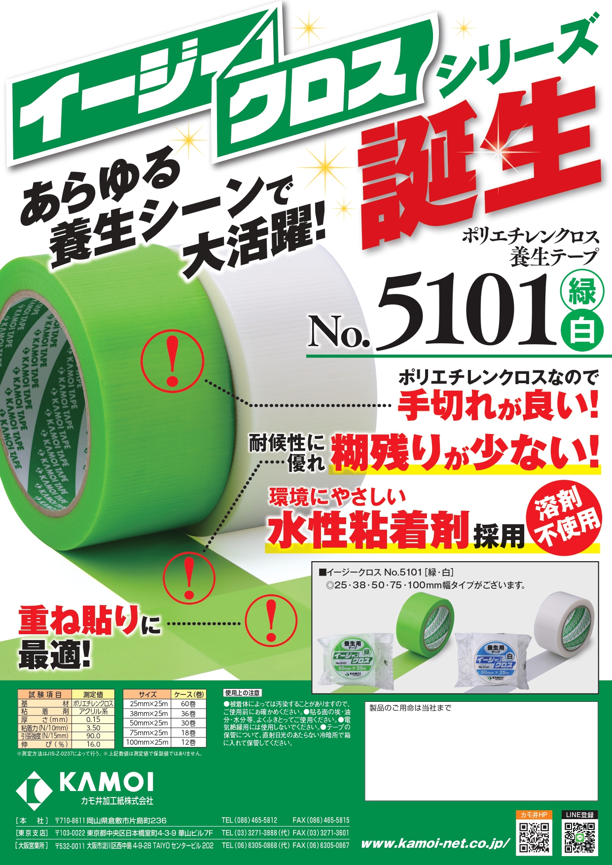 イージークロス No,5101 白 1箱 全5幅 養生テープ 養生 塗装 パイオ