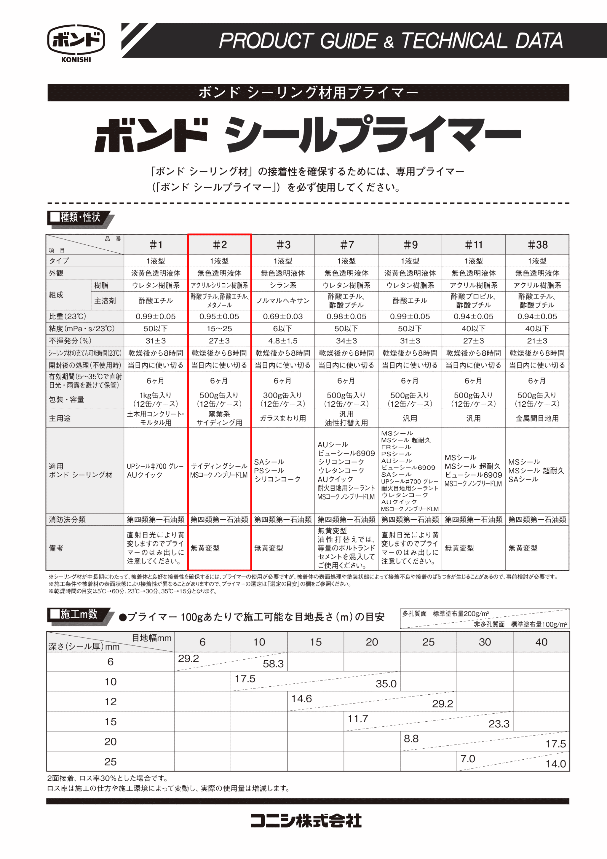 シールプライマー#2 500g コニシ製 建築用 下地処理剤 シーリング材用