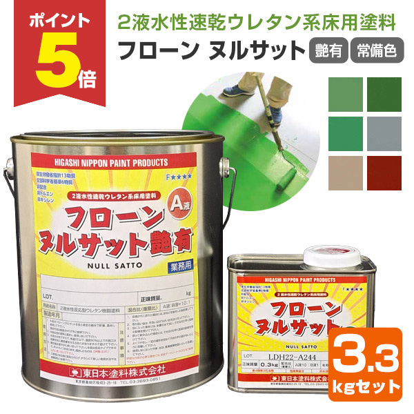 P5倍！】 フローン ヌルサット 艶有 常備色 3.3kgセット （東日本塗料
