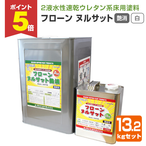 P5倍！】 東日本塗料 フローンヌルサット 艶消 白 13.2kgセット （水性