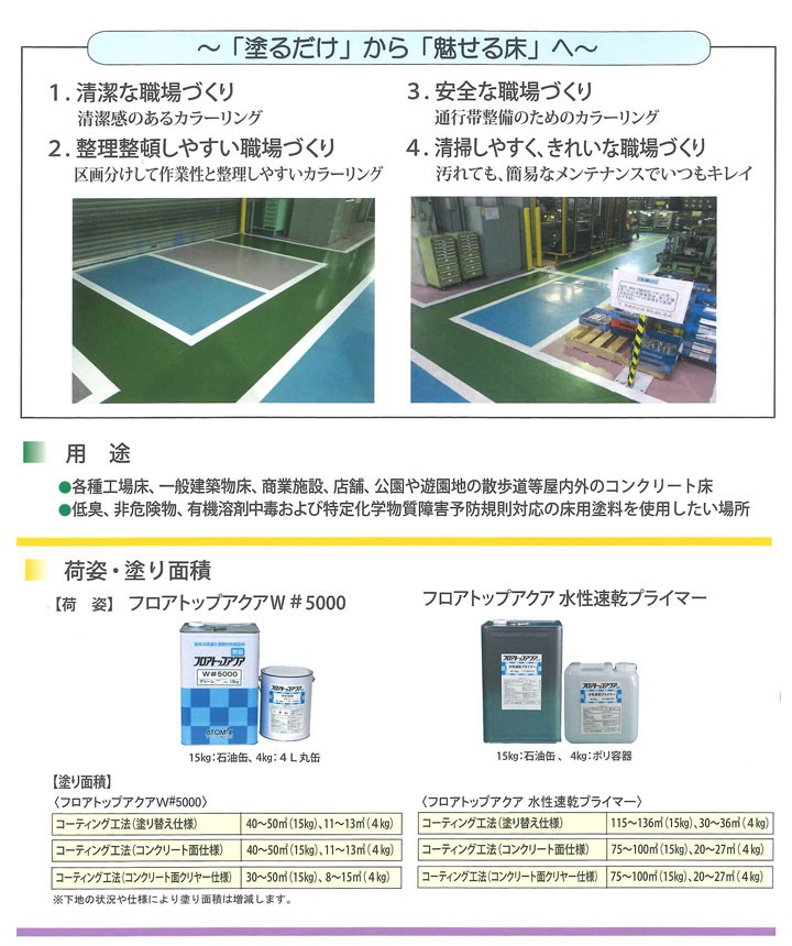 フロアトップアクア W#5000 標準色 15kg （アトミクス/１液水性特殊