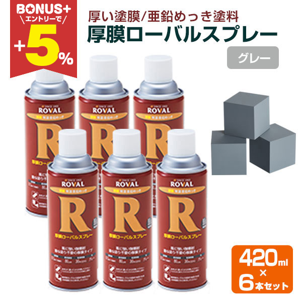【BONUS+5%】 厚膜ローバルスプレー　420ml×6本 （ローバル/HR-420ML/ジンクリッチ/さび止めペイント） | 
