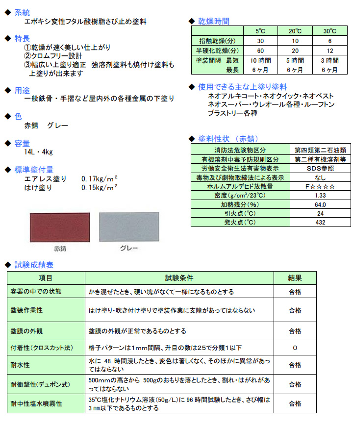 BONUS+5%】 ネオプライマーCF 赤錆 14L （川上塗料/錆止め