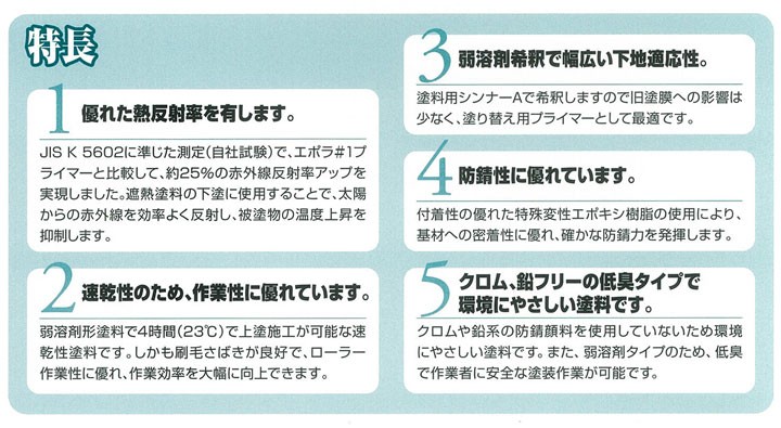 エポラ#1 遮熱プライマー 16kg (日本特殊塗料/1液変性エポキシ樹脂/鉄