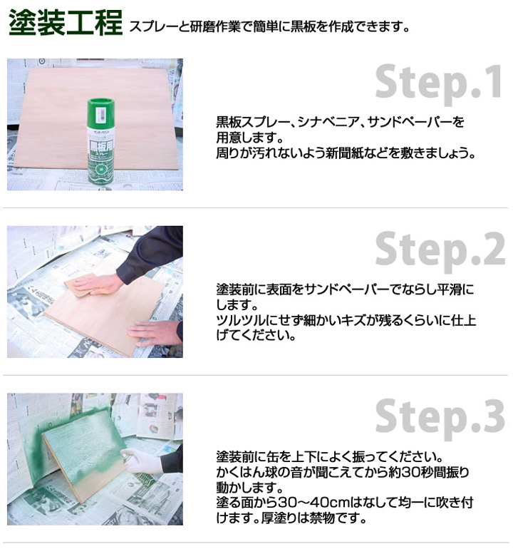 黒板用スプレー 300ml×12本/1箱 （油性/塗料/黒板スプレー/サンデー 