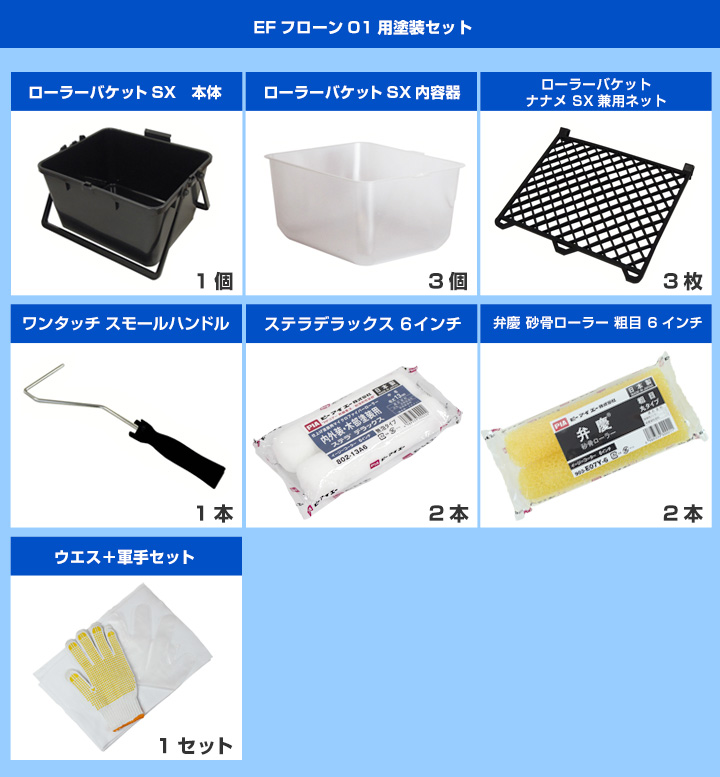 BONUS+5%】 EFフローン01用塗装セット STK-10N ウレタン防水塗料 道具 