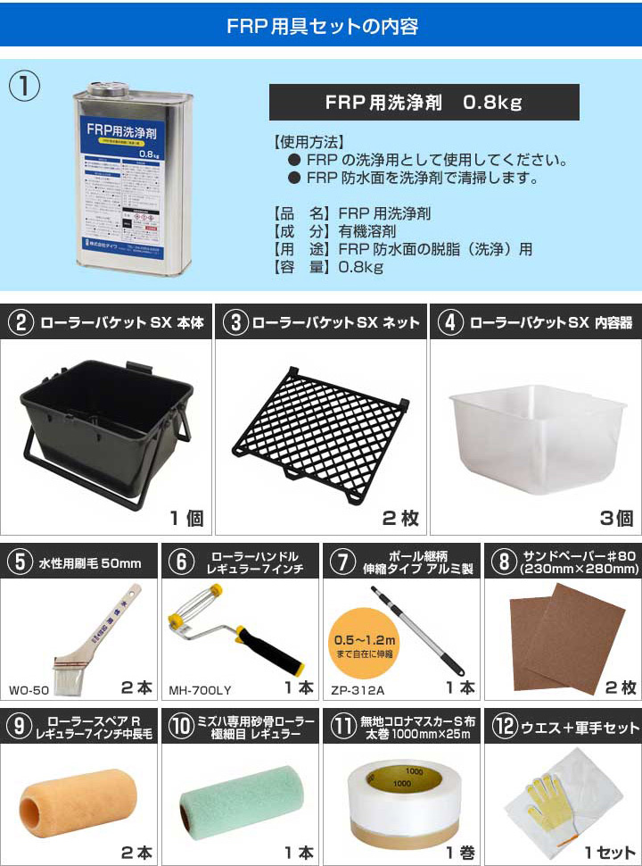 EF水性ウレタン防水材ミズハ 10平米用FRP塗装セット 168363 塗装用具 STK-19-6N 1液ウレタン防水塗料 屋上 ベランダ DIY  FRP : tool-325-6 : ペイントジョイYahoo!店 - 通販 - Yahoo!ショッピング