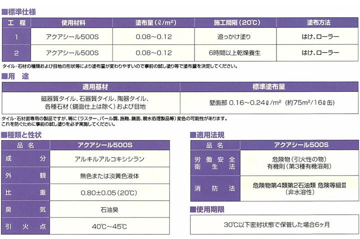 アクアシール 500S 16L 浸透性 吸水防止材 タイル 石材用 大同塗料