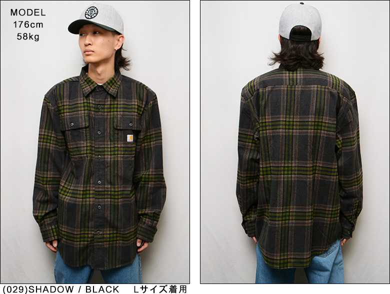 カーハート シャツ CARHARTT LOOSE FIT HEAVY WEIGHT FLANNEL L/S PLAID SHIRT ネルシャツ  チェックシャツ 105947