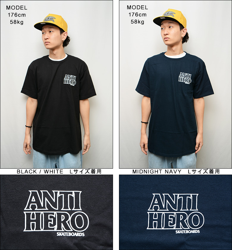 アンタイヒーロー Tシャツ ） ANTI HERO LIL BLACK HERO OUTLINE TEE