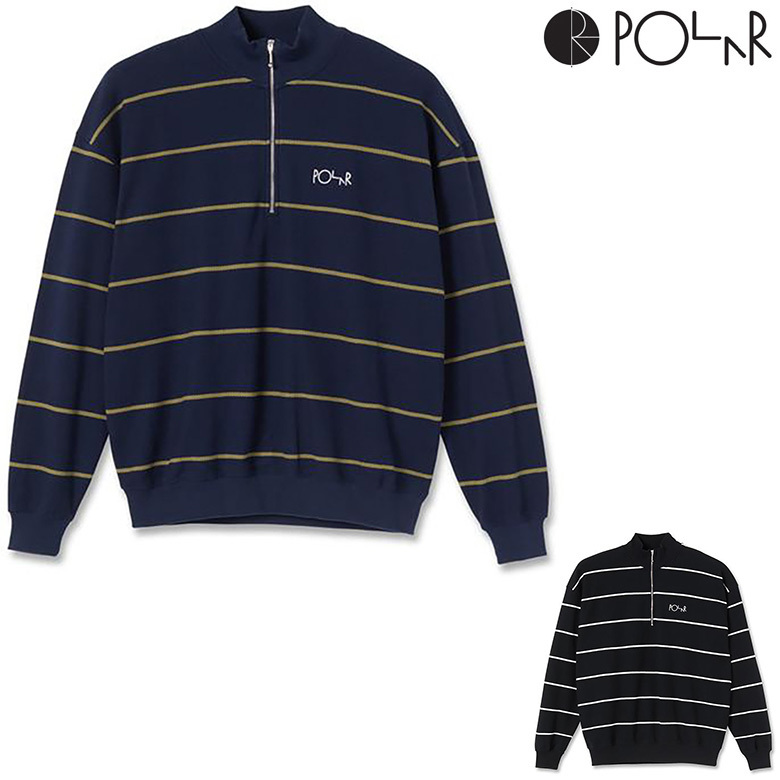 POLAR SKATE CO. STRIPE ZIP NECK SWEAT SHIRT ポーラースケート