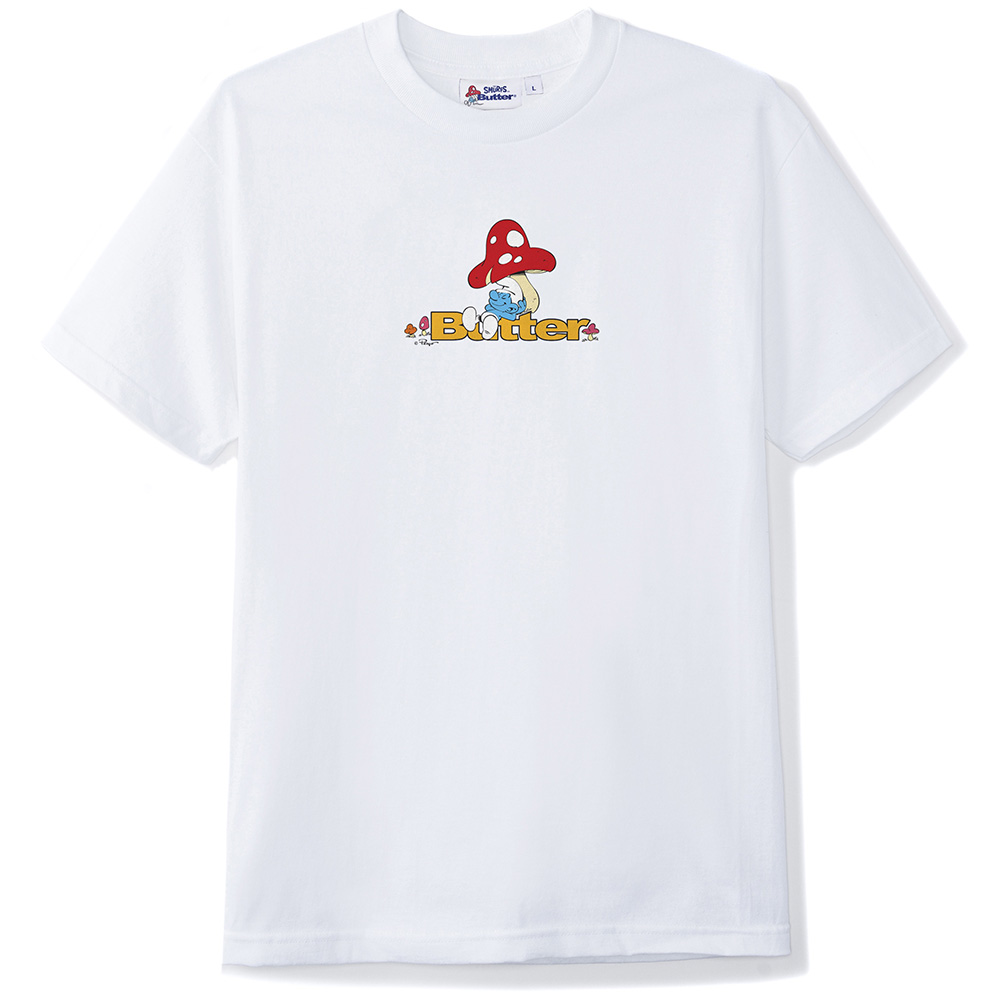 バターグッズ Tシャツ BUTTER GOODS x THE SMURFS LAZY LOGO TEE