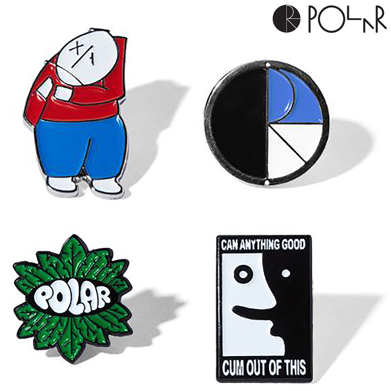 ポーラースケートカンパニー ピンバッジ POLAR SKATE CO. PIN （TRIO FILL LOGO・ANYTHING  GOOD・LEAVES・BIG BOY）