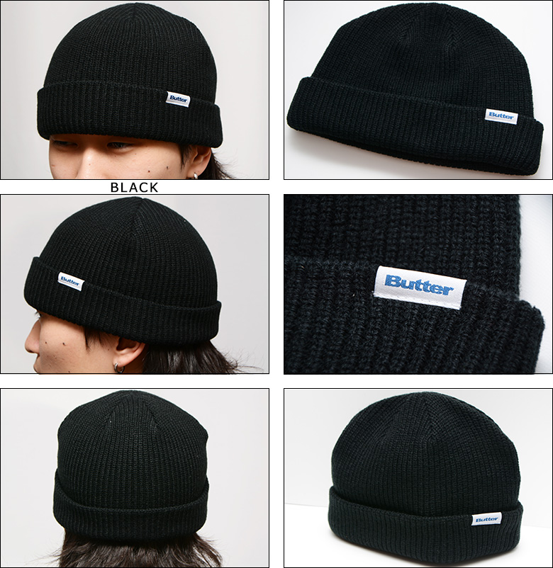 新品未使用Butter goodsニット帽 ビーニー 黒 Butter Goods バターグッズ キャップ BUTTER GOODS TALL WHARFIE