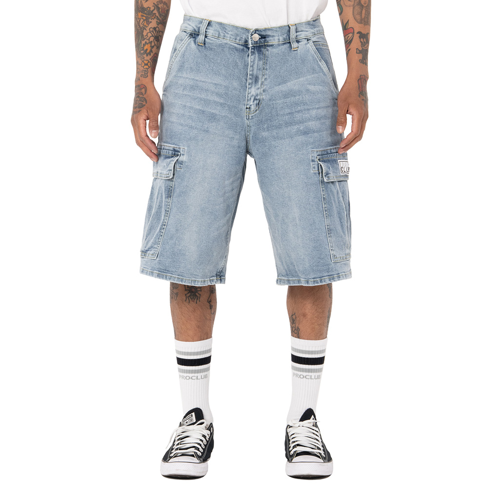PRO CLUB プロクラブ ハーフパンツ BAGGY DENIM CARGO SHORT