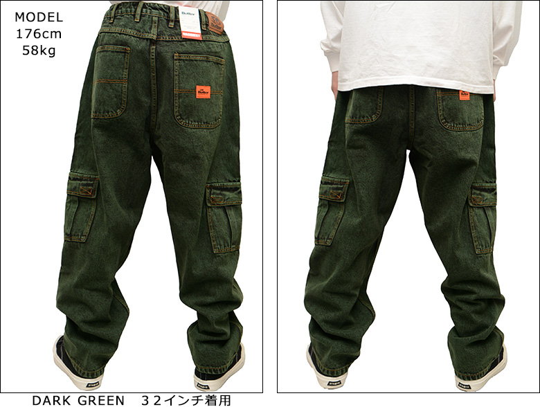 butter goods デニム カーゴパンツ グリーン パッチ