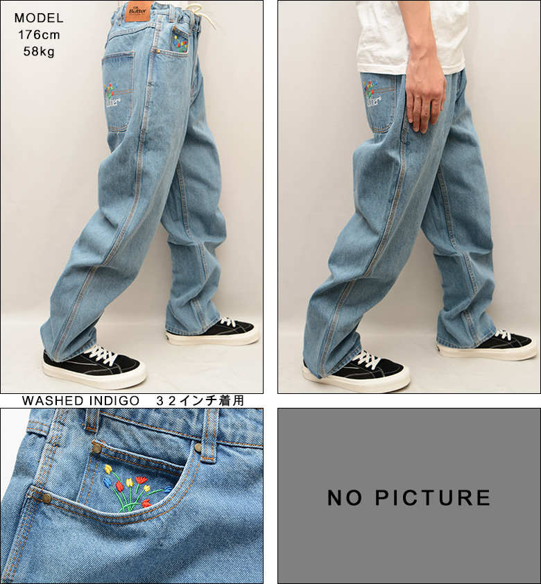 【値下げ可】butter goods デニムW30 ライトブルー　バターグッズ バターグッズ パンツ BUTTER GOODS BOUQUET DENIM PANTS デニムパンツ