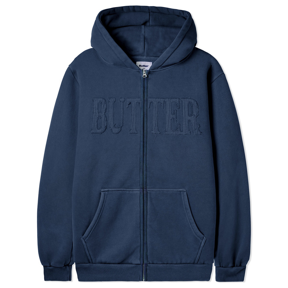 バターグッズ パーカー BUTTER GOODS FABRIC APPLIQUE ZIP THRU HOOD HOOD ジップパーカー  ジップアップパーカー フードスウェット パーカー