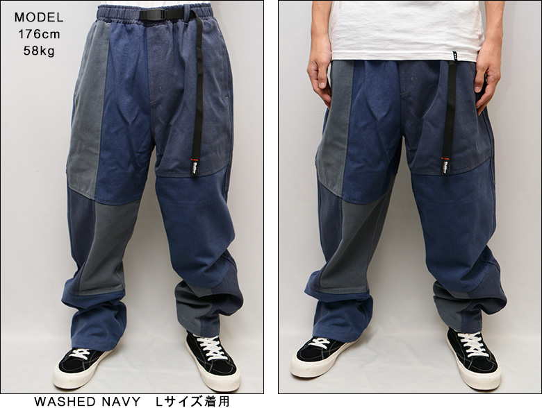 バターグッズ パンツ BUTTER GOODS WASHED CANVAS PATCHWORK PANTS クライミングパンツ イージーパンツ  スケート バギーパンツ