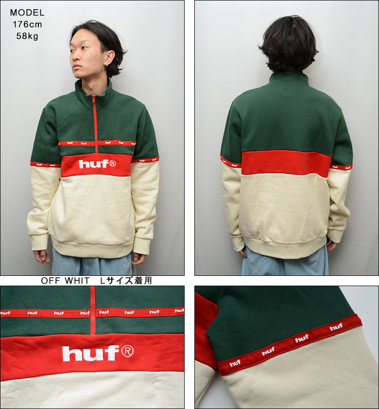 （ ハフ スウェット ）HUF TAPED 1/4 ZIP FLEECE ハーフジップスウェット モックネック