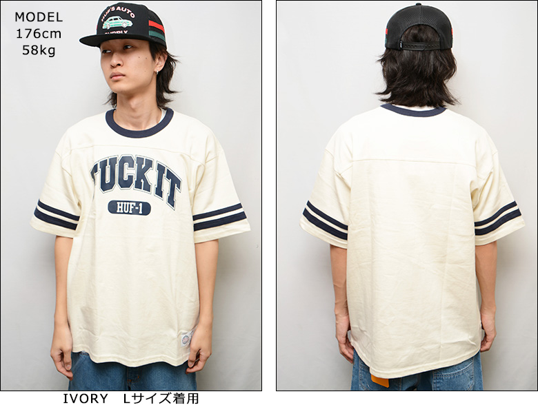 HUF ハフ Tシャツ FUCK IT FOOTBALL SHIRT フットボールシャツ