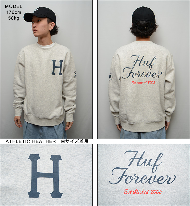 国内即発!!【HUF】FOREVER CREW クルーネック スウェット HUF （ ハフ トレーナー ） FOREVER CREW クルーネック