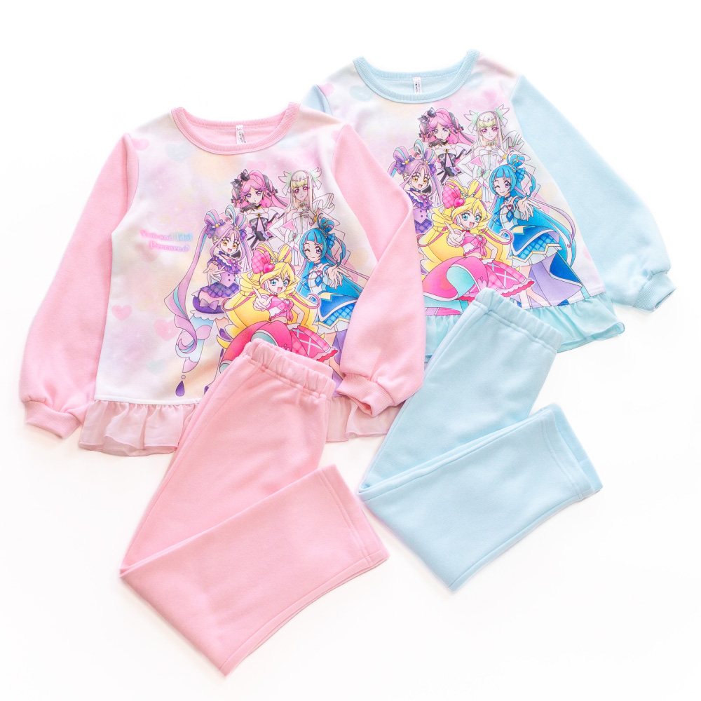 最終価格　新品SONIA RYKIEL ペア　パジャマセット M 水色 ピンク 光るパジャマ キミとアイドルプリキュアB ガールズ シャギー 裏起毛