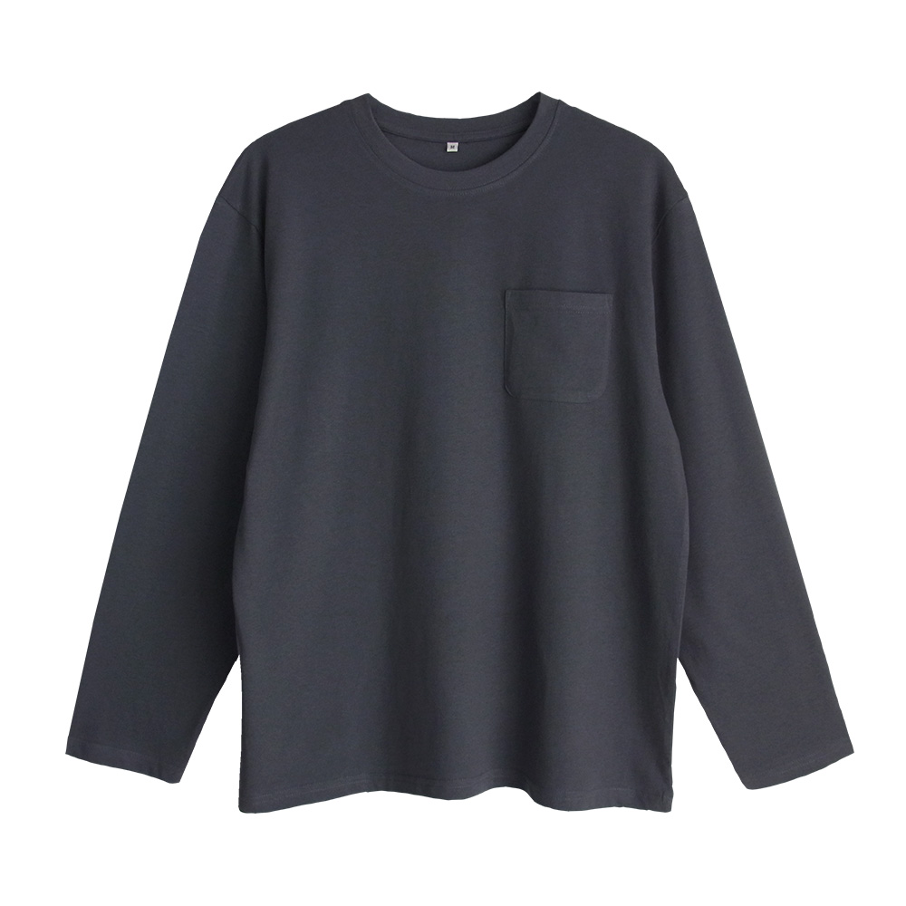 パジャマ トップスのみ メンズ 綿100％ 長袖 春 夏 初秋 柔らかく軽い薄手の快適Tシャツ 胸ポケット チャコール ネイビー S M L LL 3L メール便なら送料無料 |  | 09