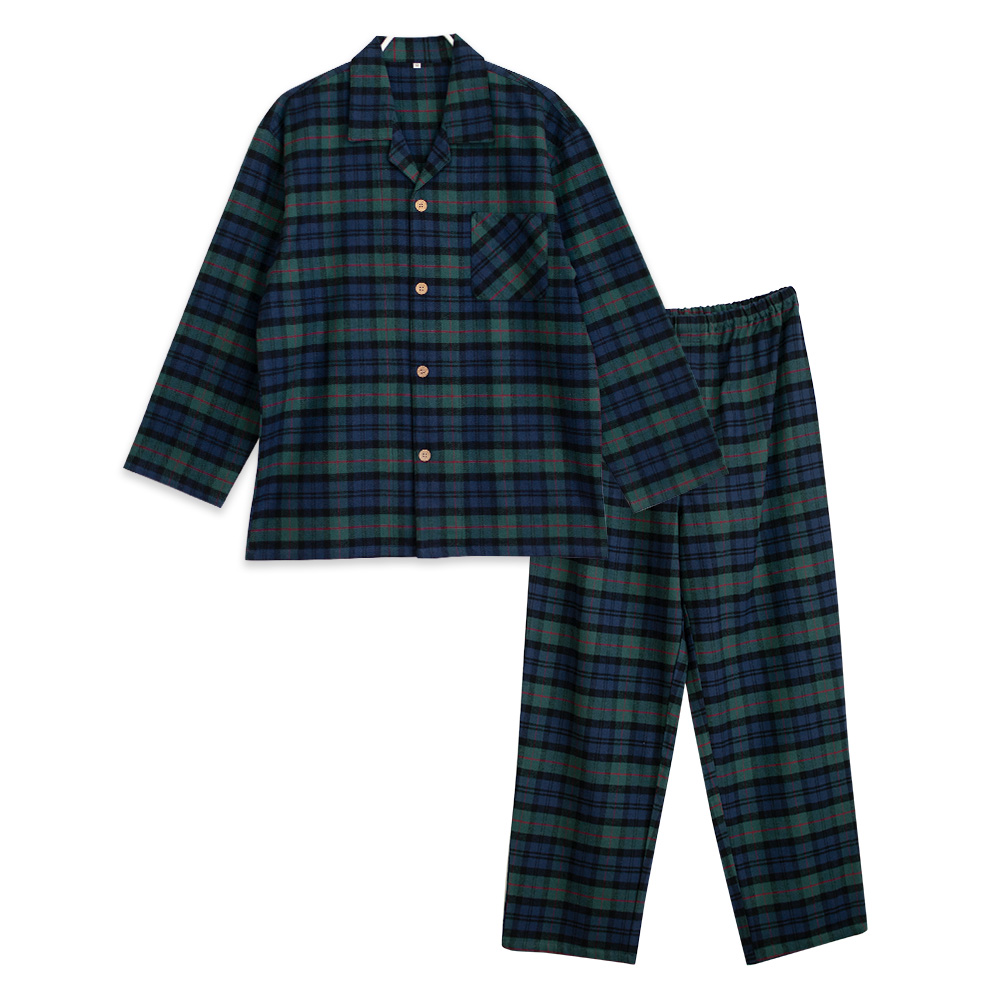 パジャマ メンズ 綿100％ 長袖 冬 前開き ボタン 厚手のネル起毛 先