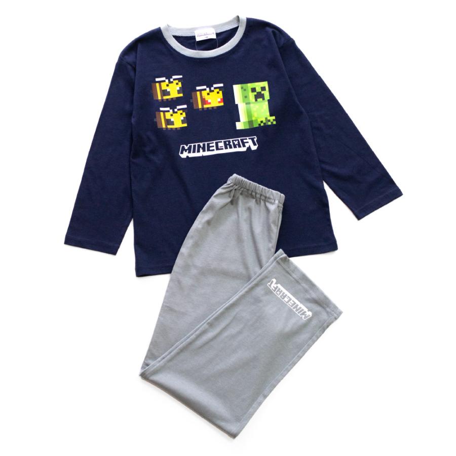 マインクラフト MINECRAFT パジャマ 綿100％ 男の子 長袖 薄くて軽い Tシャツ素材 プリント グリーン ネイビー 子供 キッズ ジュニア メール便なら 送料無料｜pajama｜16