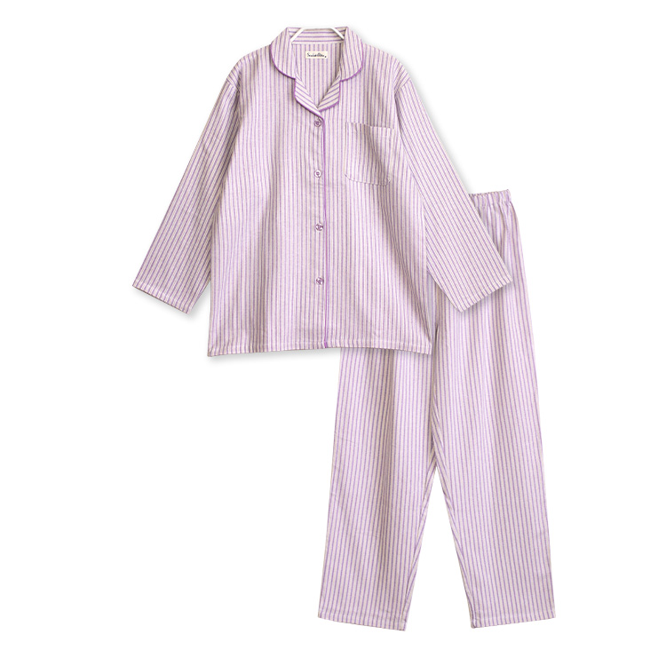パジャマ レディース 綿100％ 長袖 春 秋 前開き ボタン 先染 起毛