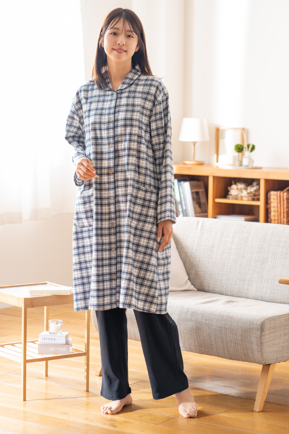 パジャマ レディース マタニティ 綿100％ 授乳口付き 長袖 春 秋 前