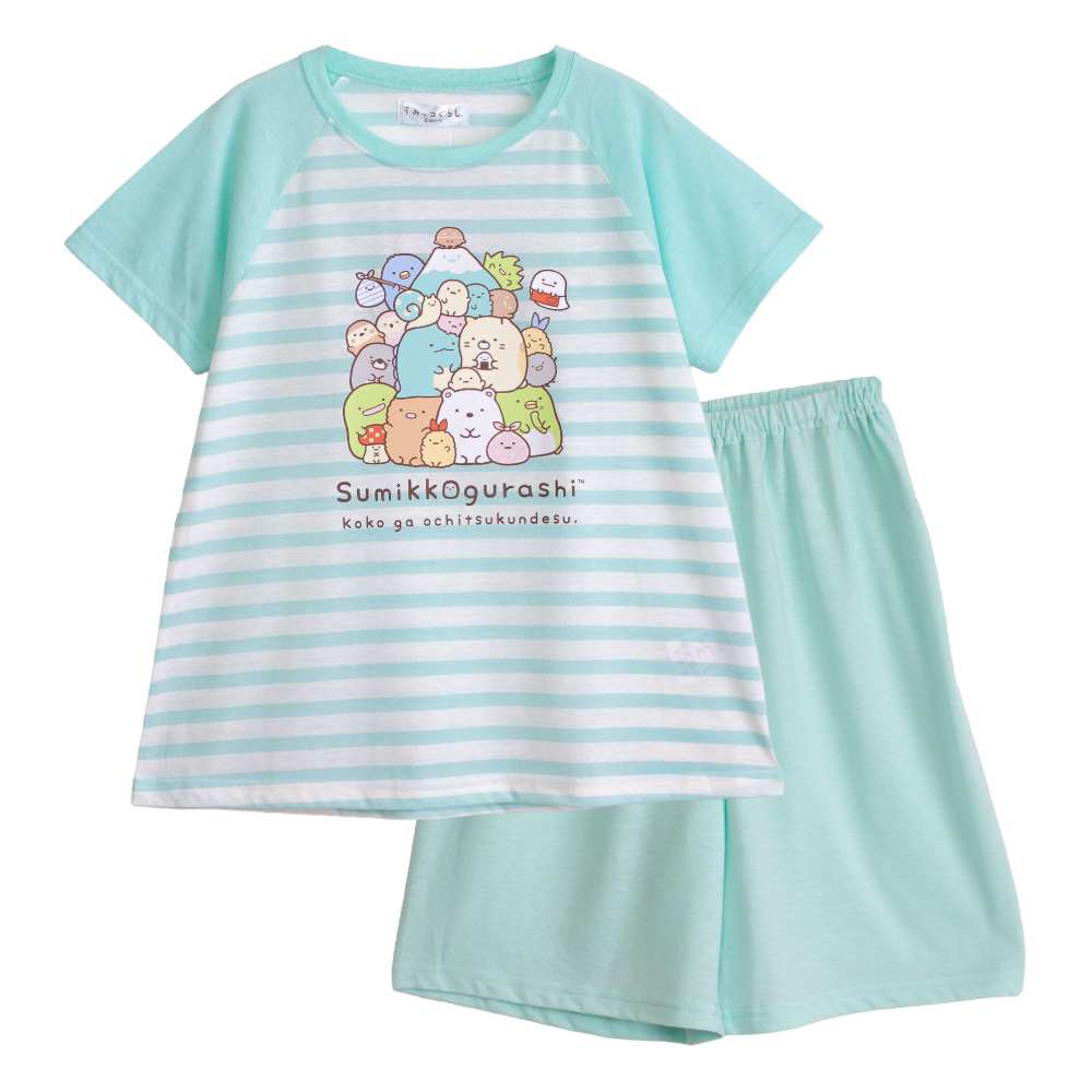 すみっコぐらし パジャマ 女の子 半袖 夏 天竺 Tシャツ素材 パープル