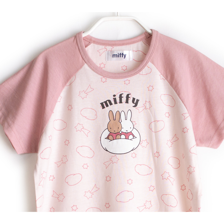 miffy ミッフィー パジャマ キッズ 女の子 長袖 半袖 春 夏 秋 Tシャツ素材 ピンク パープル 100 110 120 130 140  150 160 子供 ガールズ ジュニア