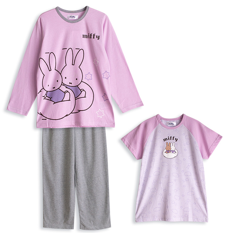 miffy ミッフィー パジャマ キッズ 女の子 長袖 半袖 春 夏 秋 Tシャツ素材 ピンク  パープル 100 110 120 130 140 150 160 子供 ガールズ ジュニア｜pajama｜17