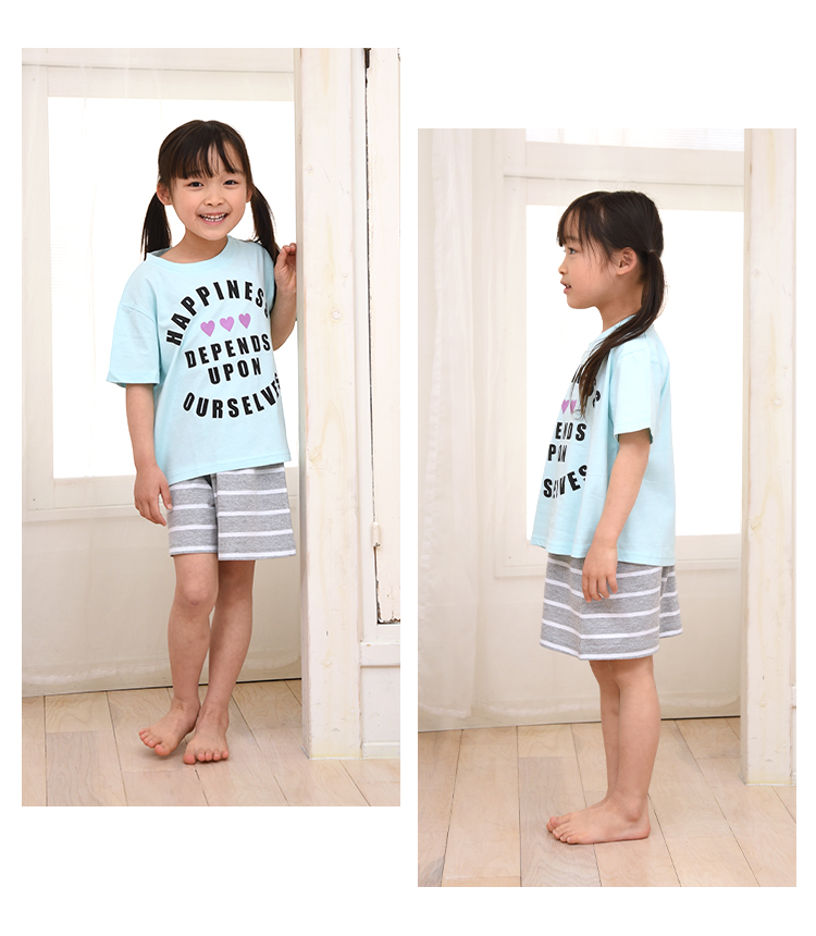 パジャマ キッズ ガールズ 春 夏 半袖 綿100％ 子供 ジュニア 薄手のT