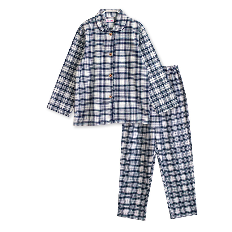 パジャマ キッズ 女の子 綿100％ 長袖 春 秋 前開き ボタン 先染 起毛