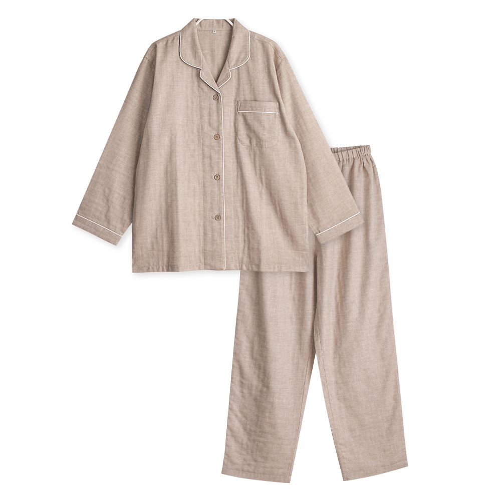 パジャマ レディース 綿100％ ダブルガーゼ 長袖 春 夏 初秋 前開き