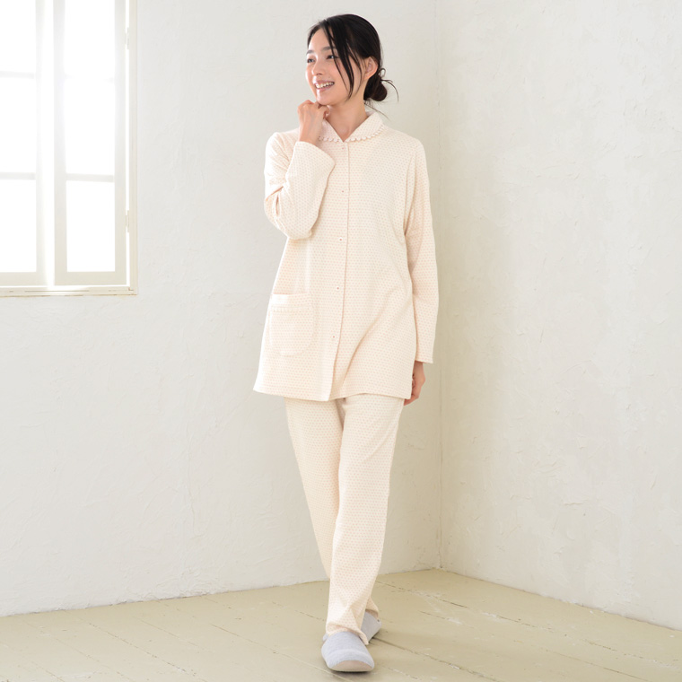 癒しのパジャマ 洛陽染めパジャマ レディース 冬春秋オーガニックコットン 2重ニット 綿 天然染色 衿付き前開き敏感肌にお薦め 母の日 0330 |  | 02