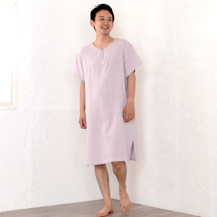 パジャマ メンズ 夏 半袖 かぶり ダブルガーゼ素材 超快適解放感抜群のスリーパー 半開き 吸汗、即乾、上質国産ガーゼ素材 日本製 父の日 ギフト 0701_1