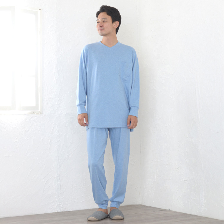 パジャマ メンズ オーガニックコットン 中厚スムースニット 春秋冬