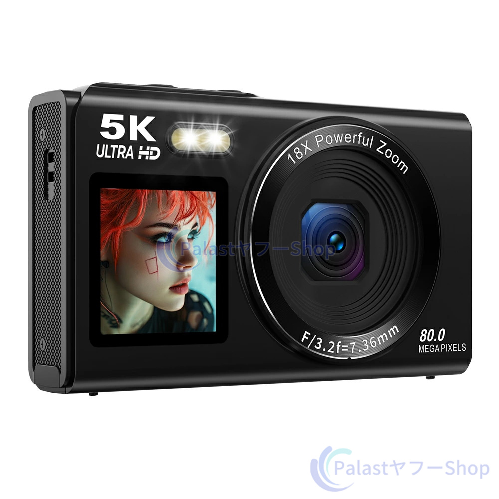 デジカメ デジタルカメラ 5K 8000万画素 日本製チップ WIFI対応 18倍