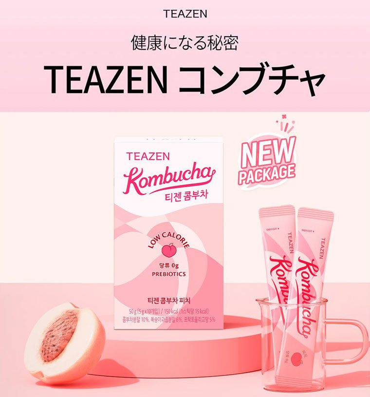 TEAZEN ティーゼン コンブチャ ピーチ味(5g×10包)<br>KOMBUCHA 韓国産 伝統茶 健康茶 韓国お茶 韓国飲料 韓国ドリンク  韓国食品 : p5058 : 八道韓国食品 - 通販 - Yahoo!ショッピング