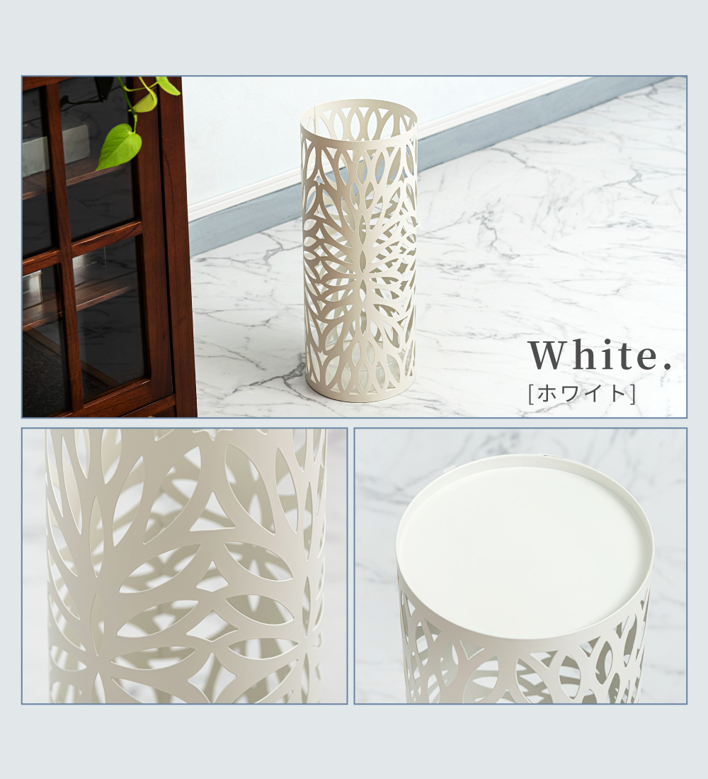 傘立て おしゃれ スリム 直径19.5 外置き 水受け付き 傘15本収納 円筒 錆びにくい 花 玄関