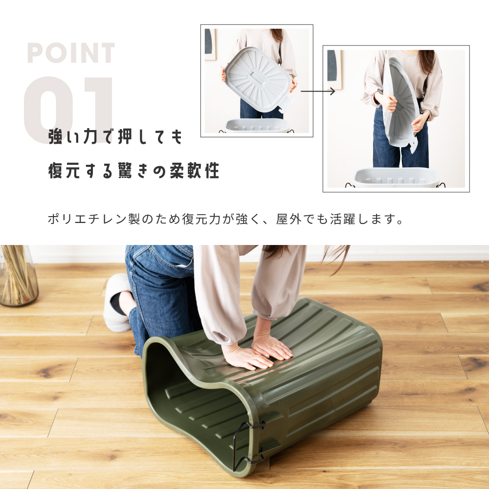ゴミ箱 60リットル おしゃれ 屋外 分別 キッチン 北欧 フタ付き  シンプル ダストボックス 大容量 日本製 国産 頑丈 丈夫 外置き 耐衝撃 ポリエチレン