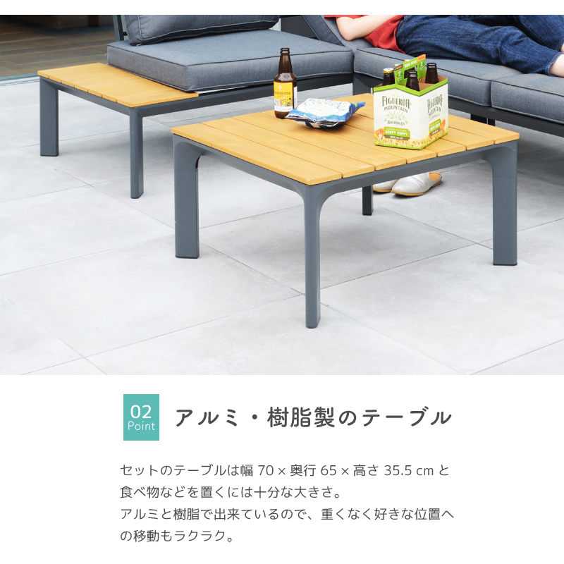 ガーデンソファー テーブルセット おしゃれ 開梱設置 コーナーソファ L