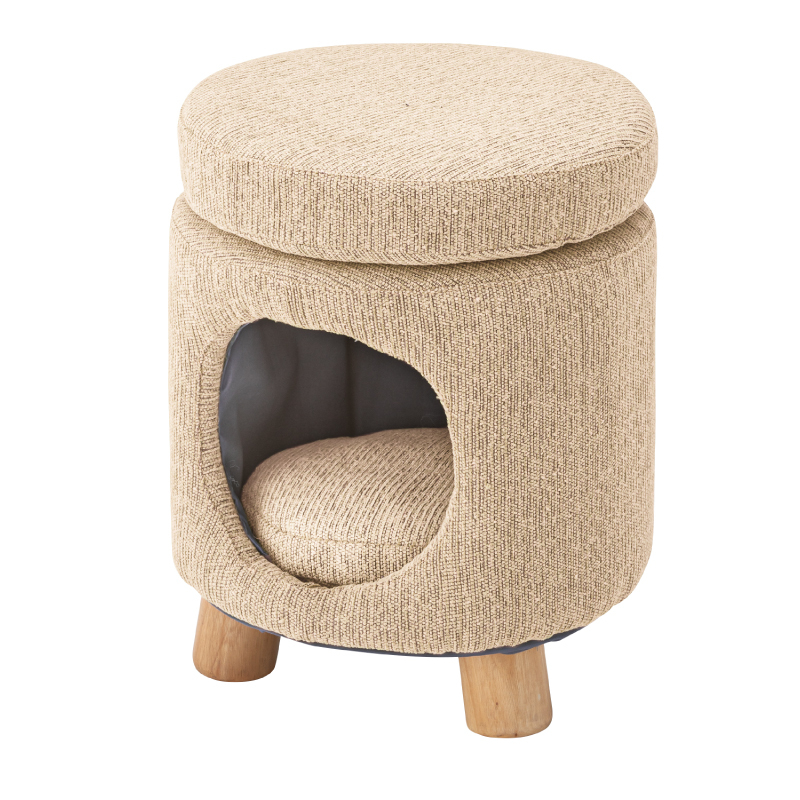 ペットハウス キャットハウス ペットスツール 室内用 スツール 猫 小型犬 椅子 丸型 かわいい おしゃれ チェア チェアー 椅子 木製｜palette-life｜02