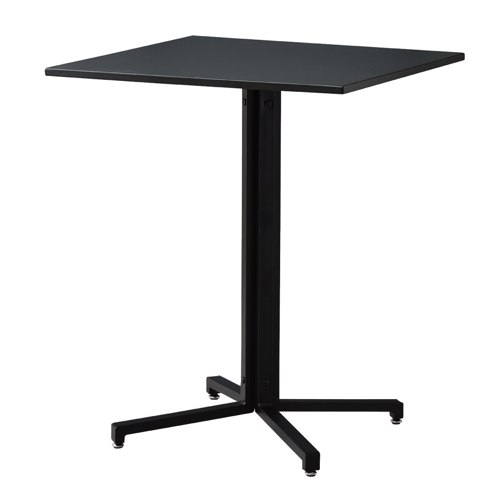 カフェテーブル テーブル 机 バーテーブル 幅60cm 2人用 スチール アジャスター付き 黒 おしゃれ 正方形 シンプル ブラック カフェ オフィス スタイリッシュ｜palette-life｜02